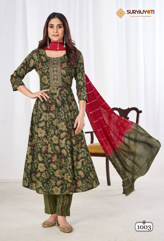 Anarkali Special Vol 1 By Suryajyoti Printed Kurti With Bottom Dupatta Wholesale Online
